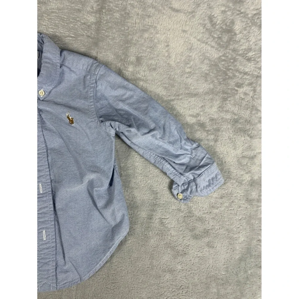 Ralph Lauren Polo Oxford Boys Button-Up 24M Blue Cloth Texture